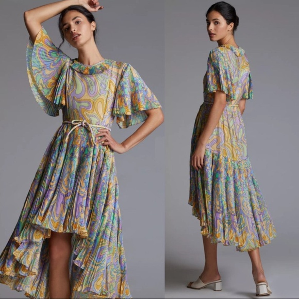 CeliaB Pastel Multi-Color Swirl Midi Dress